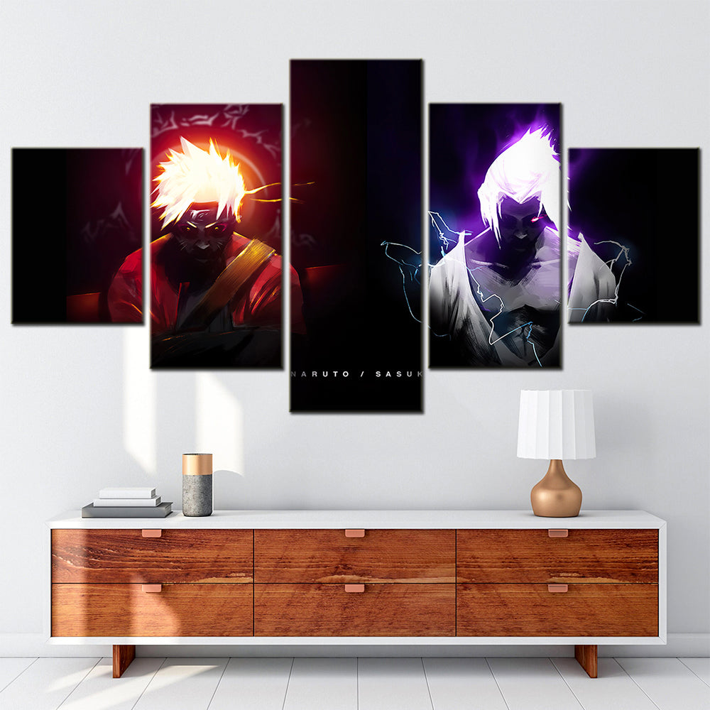 Naruto - 5 Pieces Wall Art - Uzumaki Naruto - Uchiha Sasuke - Printed Wall Pictures Home Decor - Naruto Poster - Naruto Canvas
