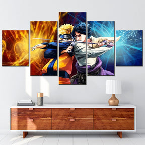 Naruto - 5 Pieces Wall Art - Uzumaki Naruto - Uchiha Sasuke 3 - Printed Wall Pictures Home Decor - Naruto Poster - Naruto Canvas