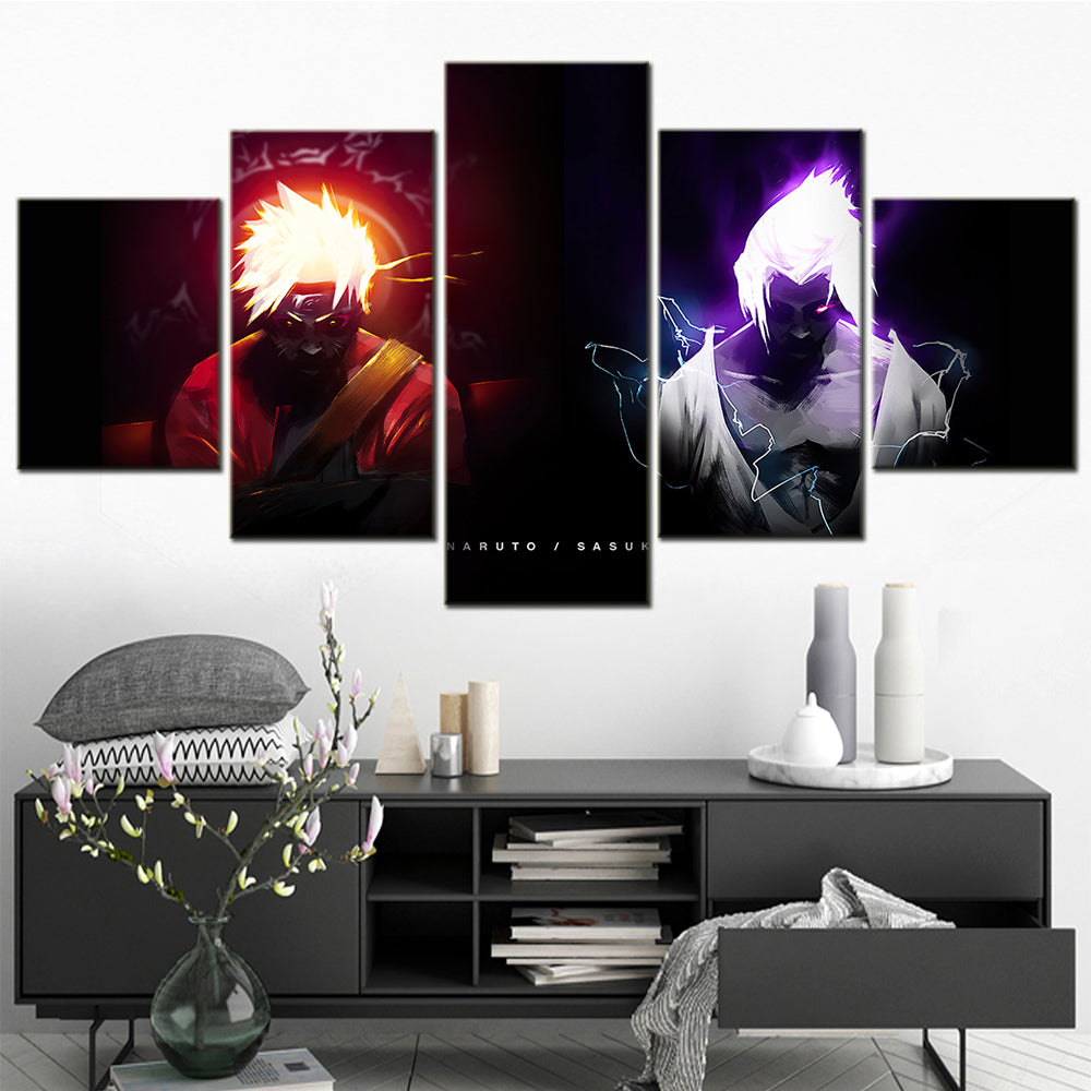 Naruto - 5 Pieces Wall Art - Uzumaki Naruto - Uchiha Sasuke - Printed Wall Pictures Home Decor - Naruto Poster - Naruto Canvas