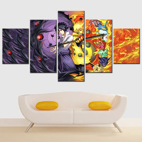 Naruto - 5 Pieces Wall Art - Uzumaki Naruto - Uchiha Sasuke 5 - Printed Wall Pictures Home Decor - Naruto Poster - Naruto Canvas