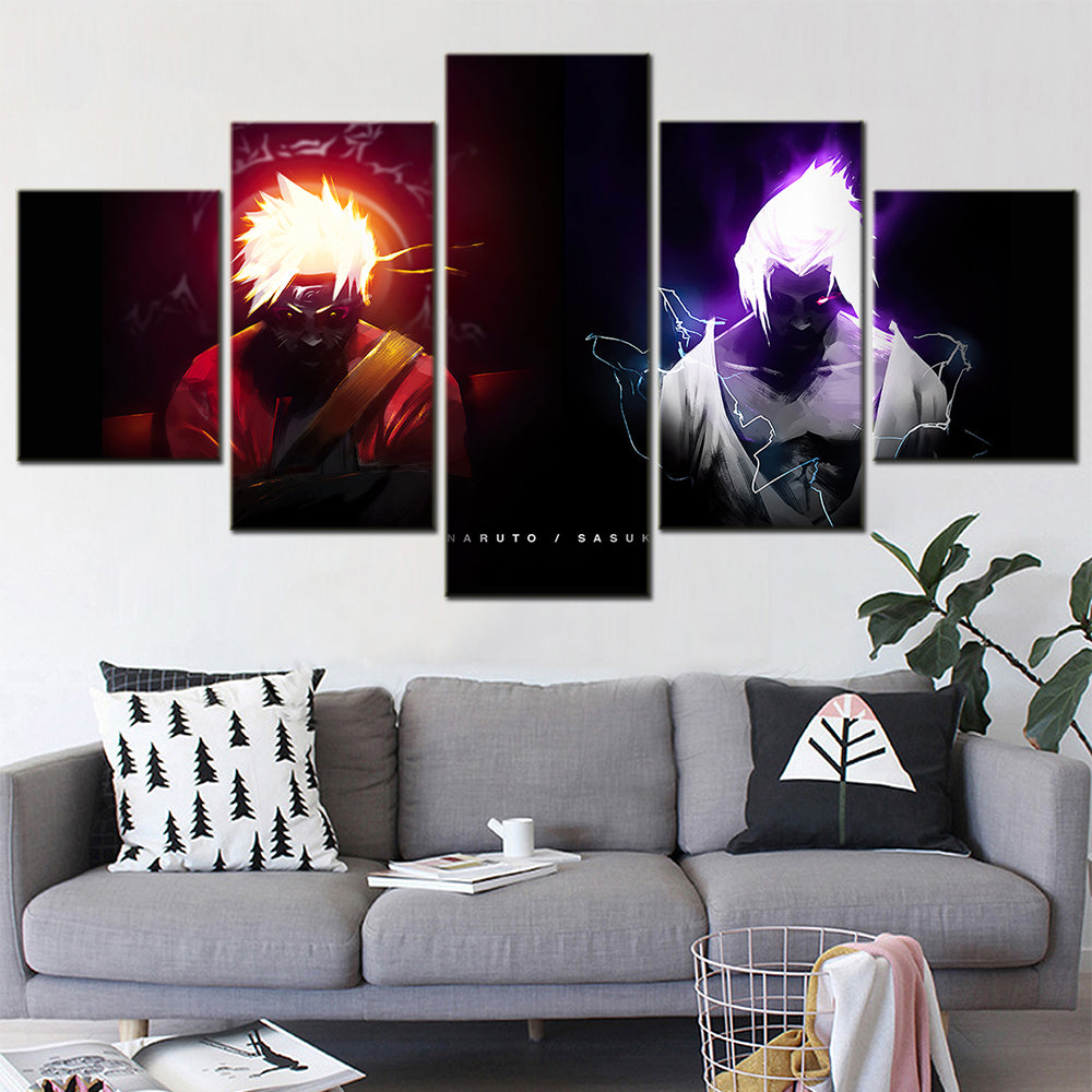 Naruto - 5 Pieces Wall Art - Uzumaki Naruto - Uchiha Sasuke - Printed Wall Pictures Home Decor - Naruto Poster - Naruto Canvas