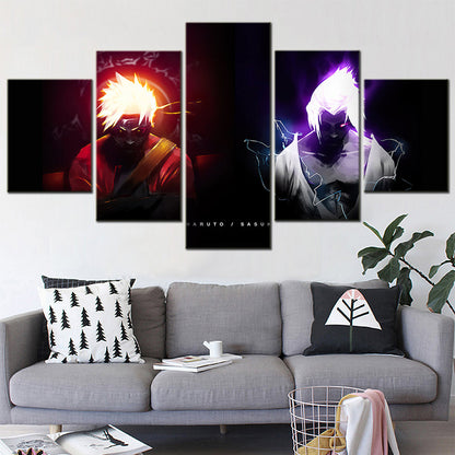 Naruto - 5 Pieces Wall Art - Uzumaki Naruto - Uchiha Sasuke - Printed Wall Pictures Home Decor - Naruto Poster - Naruto Canvas