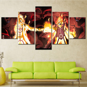 Naruto - 5 Pieces Wall Art - Uzumaki Naruto - Uchiha Sasuke 9 - Printed Wall Pictures Home Decor - Naruto Poster - Naruto Canvas