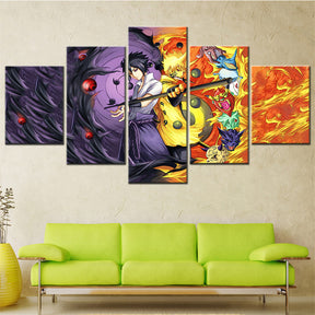 Naruto - 5 Pieces Wall Art - Uzumaki Naruto - Uchiha Sasuke 5 - Printed Wall Pictures Home Decor - Naruto Poster - Naruto Canvas
