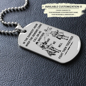OPD013 - Call On me Brother - Monkey D. Luffy - Roronoa Zoro - One Piece Dog Tag - Engrave Silver Dog Tag