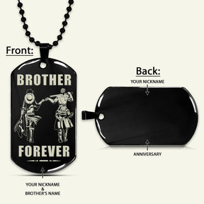 OPD019 - Brother Forever - Monkey D. Luffy - Roronoa Zoro - One Piece Dog Tag - Engrave Black Dog Tag