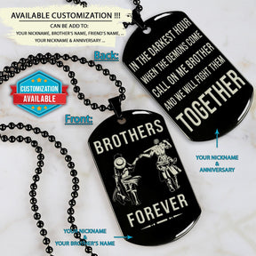 OPD035 - Brothers Forever - Call On Me Brother - Monkey D. Luffy - Roronoa Zoro - One Piece Dog Tag - Double Sided Engrave Black Dog Tag