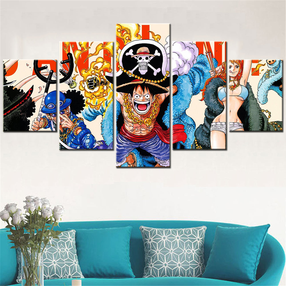 One Piece - 5 Pieces Wall Art - Monkey D. Luffy - Nami - Sabo - Printed Wall Pictures Home Decor - One Piece Poster - One Piece Canvas