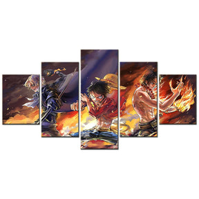 One Piece - 5 Pieces Wall Art - Monkey D. Luffy - Portgas D. Ace - Sabo 2 - Printed Wall Pictures Home Decor - One Piece Poster - One Piece Canvas