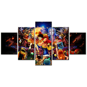 One Piece - 5 Pieces Wall Art - Monkey D. Luffy 8 - Printed Wall Pictures Home Decor - One Piece Poster - One Piece Canvas