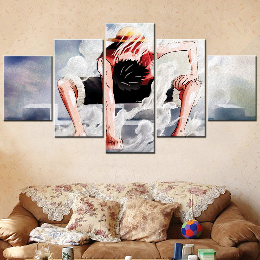 One Piece - 5 Pieces Wall Art - Monkey D. Luffy 3 - Printed Wall Pictures Home Decor - One Piece Poster - One Piece Canvas