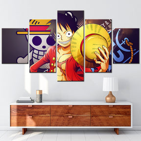 One Piece - 5 Pieces Wall Art - Monkey D. Luffy 5 - Printed Wall Pictures Home Decor - One Piece Poster - One Piece Canvas