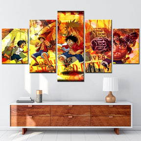 One Piece - 5 Pieces Wall Art - Monkey D. Luffy 4 - Printed Wall Pictures Home Decor - One Piece Poster - One Piece Canvas