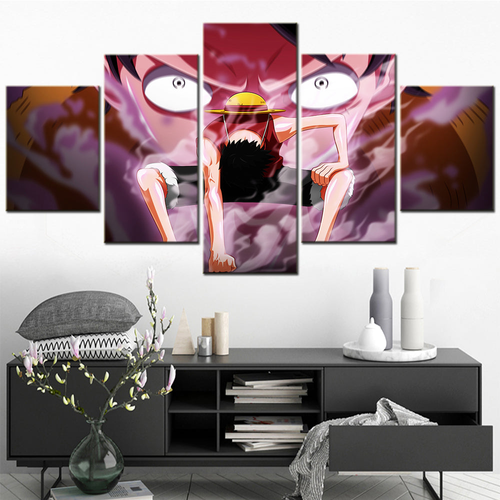 One Piece - 5 Pieces Wall Art - Monkey D. Luffy 14 - Printed Wall Pictures Home Decor - One Piece Poster - One Piece Canvas