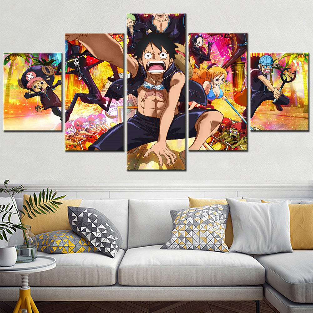 One Piece - 5 Pieces Wall Art - Monkey D. Luffy 12 - Printed Wall Pictures Home Decor - One Piece Poster - One Piece Canvas