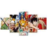 One Piece - 5 Pieces Wall Art - Monkey D. Luffy - Roronoa Zoro - Nami - Nico Robin - Sanji - Usopp - On the boat - Printed Wall Pictures Home Decor - One Piece Poster - One Piece Canvas