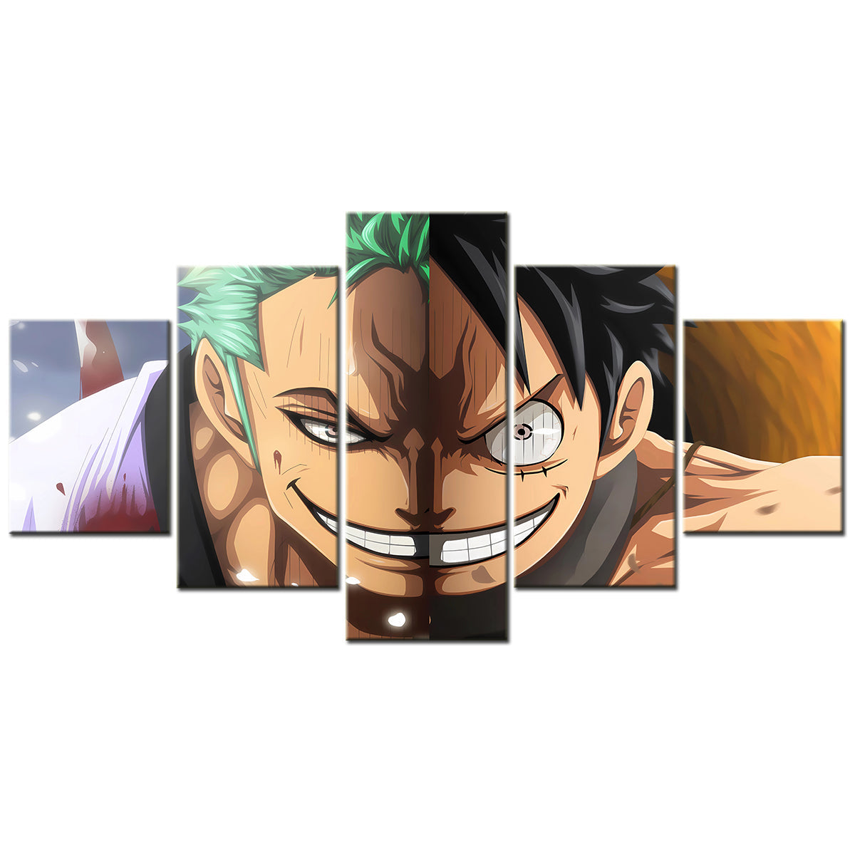 One Piece - 5 Pieces Wall Art - Monkey D. Luffy - Roronoa Zoro - Printed Wall Pictures Home Decor - One Piece Poster - One Piece Canvas