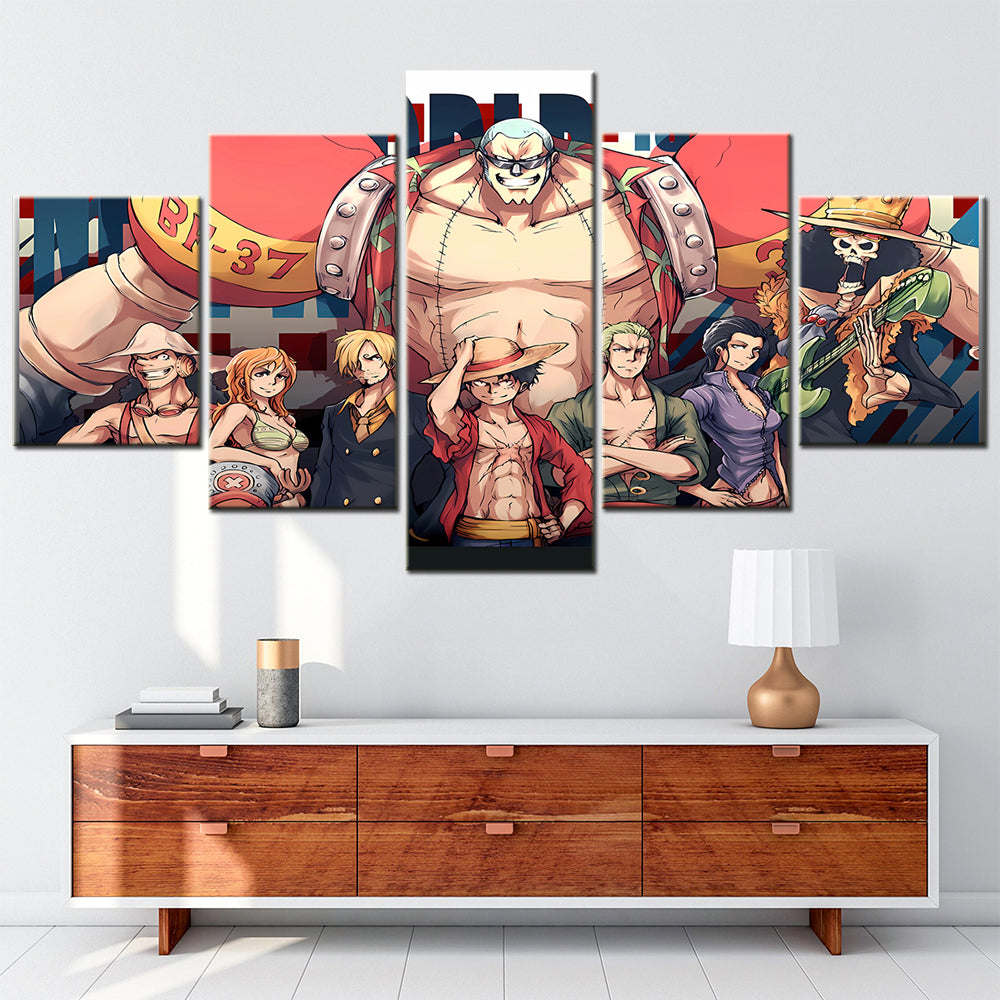 One Piece - 5 Pieces Wall Art - Monkey D. Luffy - Roronoa Zoro - Sanji - Brook - Nami - Nico Robin - Printed Wall Pictures Home Decor - One Piece Poster - One Piece Canvas