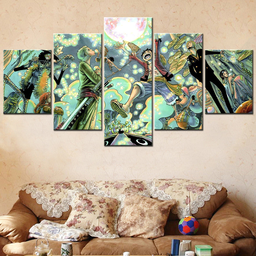 One Piece - 5 Pieces Wall Art - Monkey D. Luffy - Roronoa Zoro - Sanji - Brook - Nico Robin 2 - Printed Wall Pictures Home Decor - One Piece Poster - One Piece Canvas