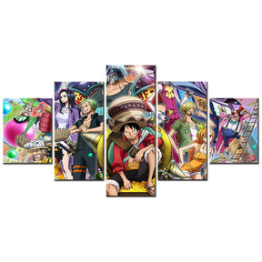 One Piece - 5 Pieces Wall Art - Monkey D. Luffy - Roronoa Zoro - Sanji - Nami - Nico Robin 2 - Printed Wall Pictures Home Decor - One Piece Poster - One Piece Canvas