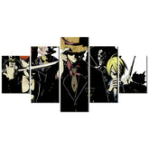 One Piece - 5 Pieces Wall Art - Monkey D. Luffy - Roronoa Zoro - Sanji - Trafalgar D. Water Law - Brook - Printed Wall Pictures Home Decor - One Piece Poster - One Piece Canvas