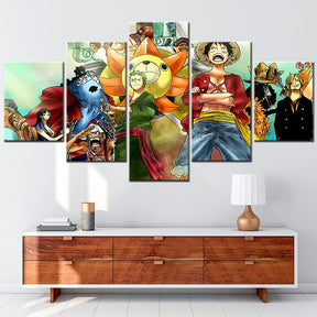 One Piece - 5 Pieces Wall Art - Monkey D. Luffy - Roronoa Zoro - Sanji - Usopp - Brook - Nico Robin - Printed Wall Pictures Home Decor - One Piece Poster - One Piece Canvas