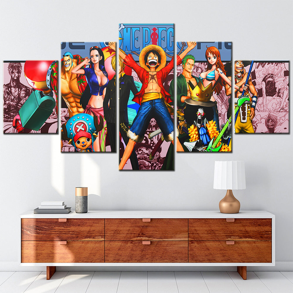 One Piece - 5 Pieces Wall Art - Monkey D. Luffy - Roronoa Zoro - Sanji - Usopp - Nami - Nico Robin 5 - Printed Wall Pictures Home Decor - One Piece Poster - One Piece Canvas