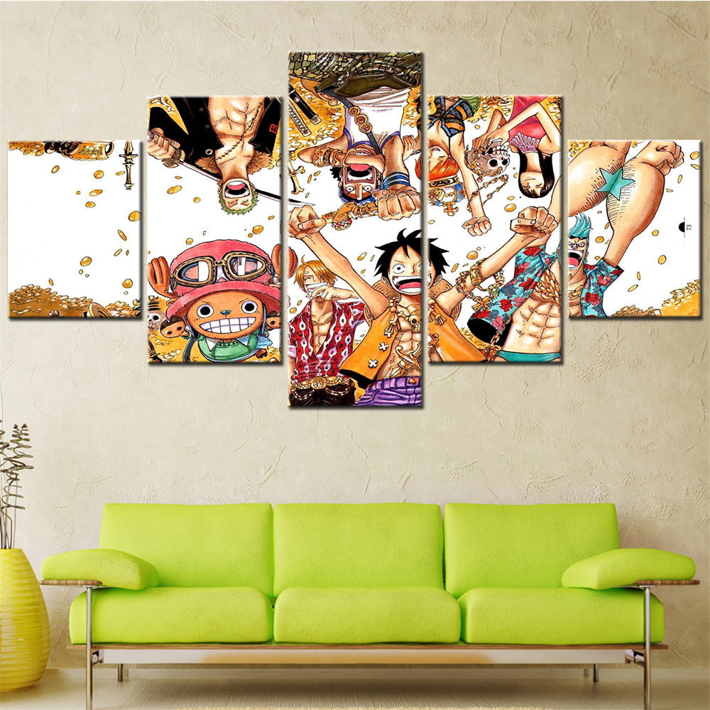 One Piece - 5 Pieces Wall Art - Monkey D. Luffy - Roronoa Zoro - Sanji - Usopp - Nami - Nico Robin 3 - Printed Wall Pictures Home Decor - One Piece Poster - One Piece Canvas