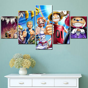 One Piece - 5 Pieces Wall Art - Monkey D. Luffy - Roronoa Zoro - Sanji - Usopp - Nami 2 - Printed Wall Pictures Home Decor - One Piece Poster - One Piece Canvas