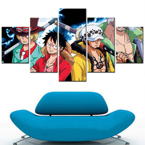 One Piece - 5 Pieces Wall Art - Monkey D. Luffy - Roronoa Zoro - Trafalgar D. Water Law - Sabo - Printed Wall Pictures Home Decor - One Piece Poster - One Piece Canvas