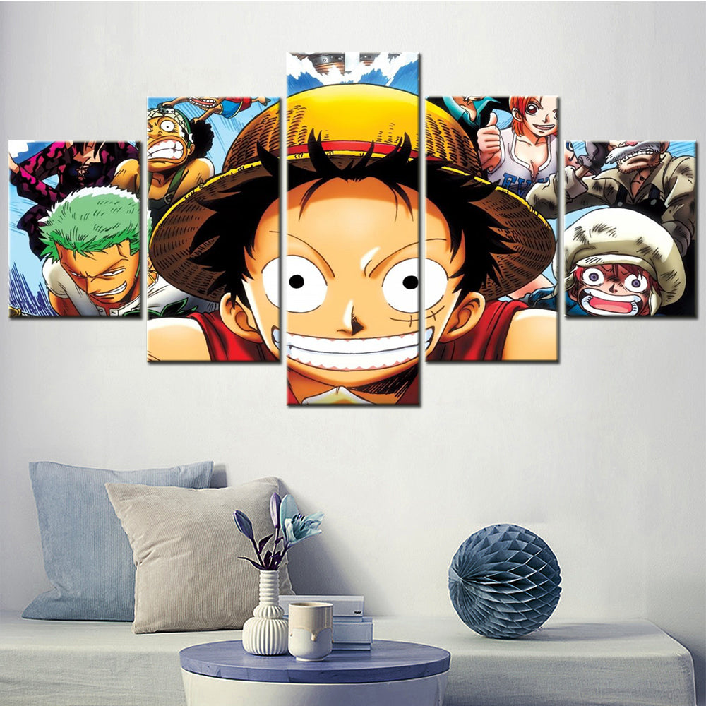 One Piece - 5 Pieces Wall Art - Monkey D. Luffy - Roronoa Zoro - Trafalgar D. Water Law - Usopp - Nami - Printed Wall Pictures Home Decor - One Piece Poster - One Piece Canvas
