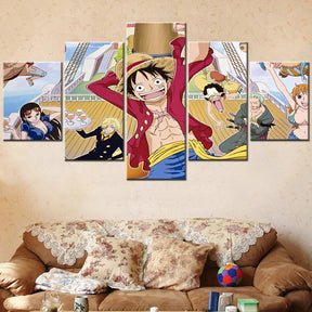 One Piece - 5 Pieces Wall Art - Monkey D. Luffy - Roronoa Zoro - Usopp - Nami - Nico Robin - Printed Wall Pictures Home Decor - One Piece Poster - One Piece Canvas