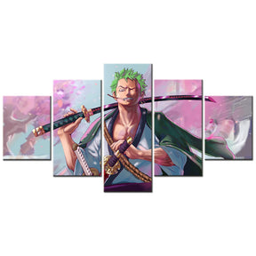 One Piece - 5 Pieces Wall Art - Roronoa Zoro 2 - Printed Wall Pictures Home Decor - One Piece Poster - One Piece Canvas