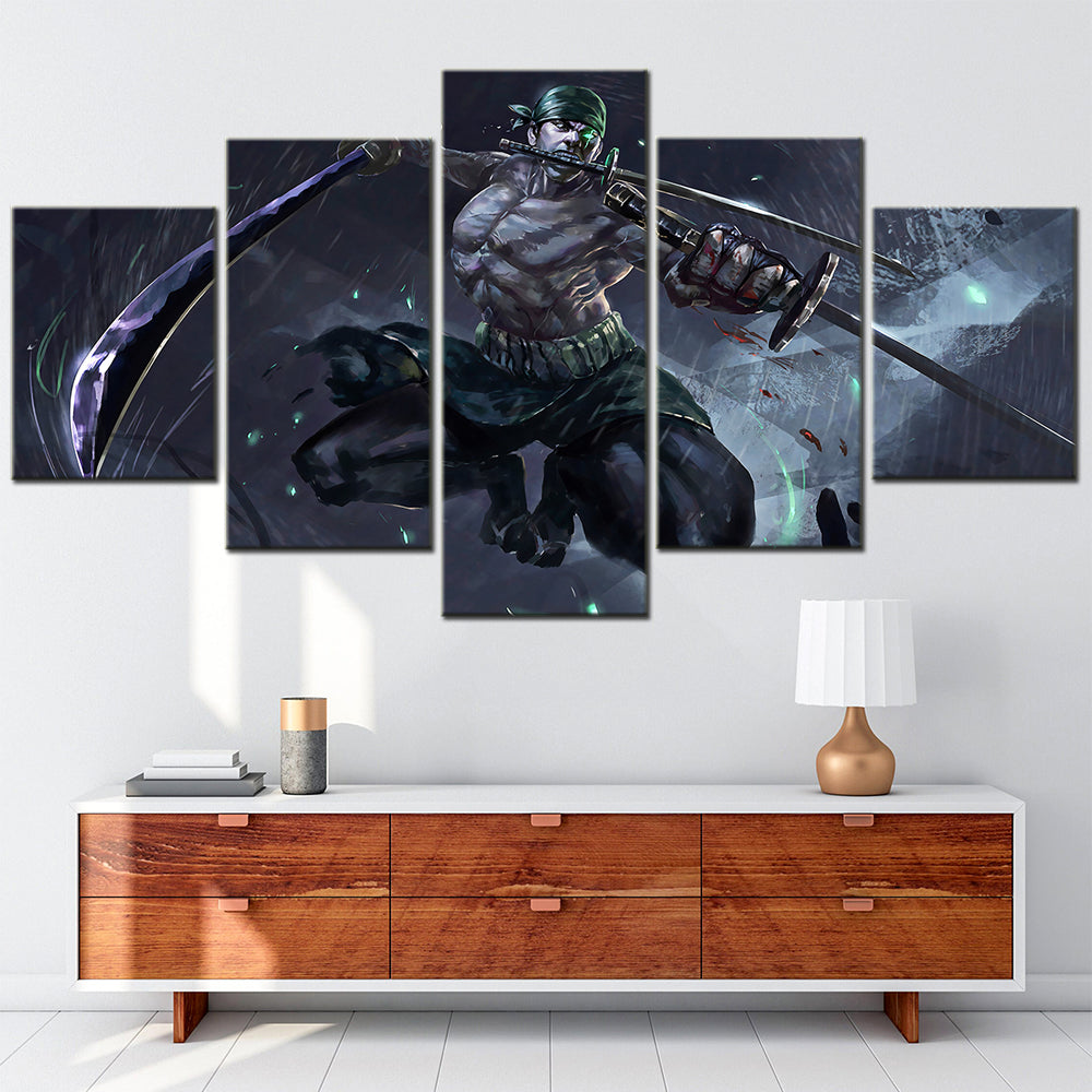 One Piece - 5 Pieces Wall Art - Roronoa Zoro 5 - Printed Wall Pictures Home Decor - One Piece Poster - One Piece Canvas