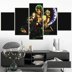 One Piece - 5 Pieces Wall Art - Roronoa Zoro 6 - Printed Wall Pictures Home Decor - One Piece Poster - One Piece Canvas