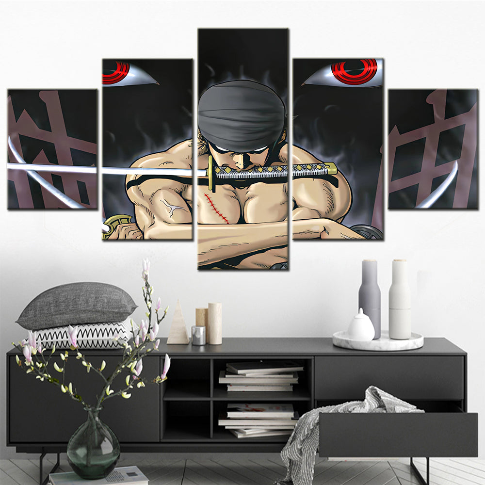 One Piece - 5 Pieces Wall Art - Roronoa Zoro 4 - Printed Wall Pictures Home Decor - One Piece Poster - One Piece Canvas