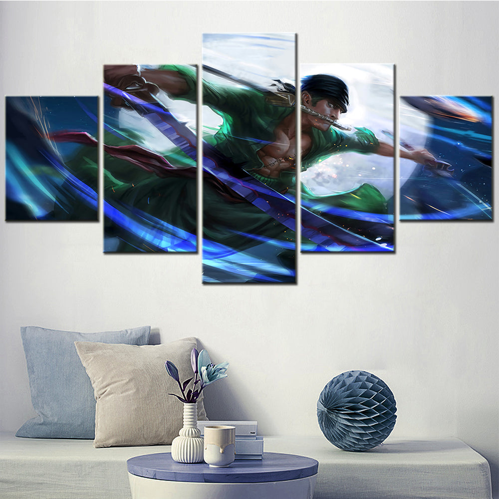 One Piece - 5 Pieces Wall Art - Roronoa Zoro 3 - Printed Wall Pictures Home Decor - One Piece Poster - One Piece Canvas