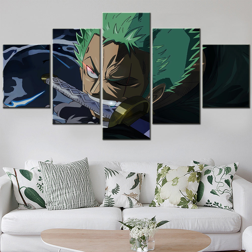 One Piece - 5 Pieces Wall Art - Roronoa Zoro 9 - Printed Wall Pictures Home Decor - One Piece Poster - One Piece Canvas