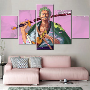 One Piece - 5 Pieces Wall Art - Roronoa Zoro 7 - Printed Wall Pictures Home Decor - One Piece Poster - One Piece Canvas