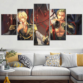 One Piece - 5 Pieces Wall Art - Roronoa Zoro - Sanji - Printed Wall Pictures Home Decor - One Piece Poster - One Piece Canvas