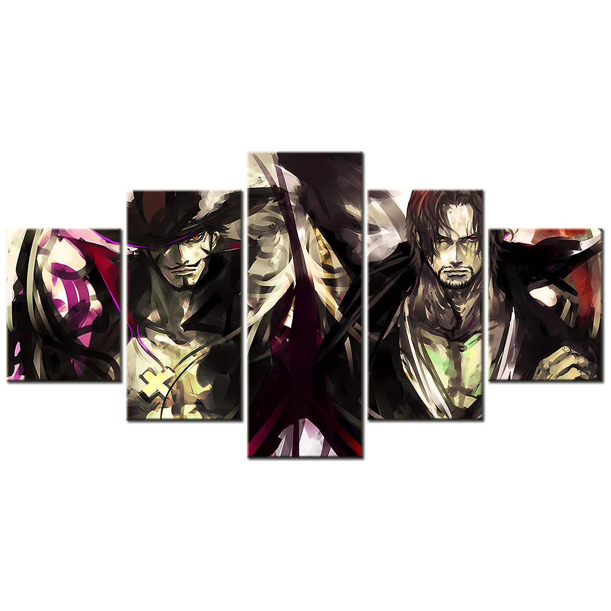 One Piece - 5 Pieces Wall Art - Shanks - Portgas D. Ace - Printed Wall Pictures Home Decor - One Piece Poster - One Piece Canvas