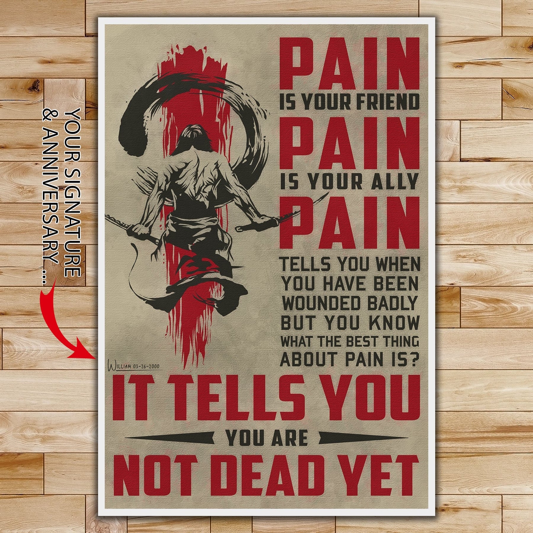 SA082 - PAIN - It Tells You - You Are Not Dead Yet - Vertical Poster - Vertical Canvas - Samurai Poster