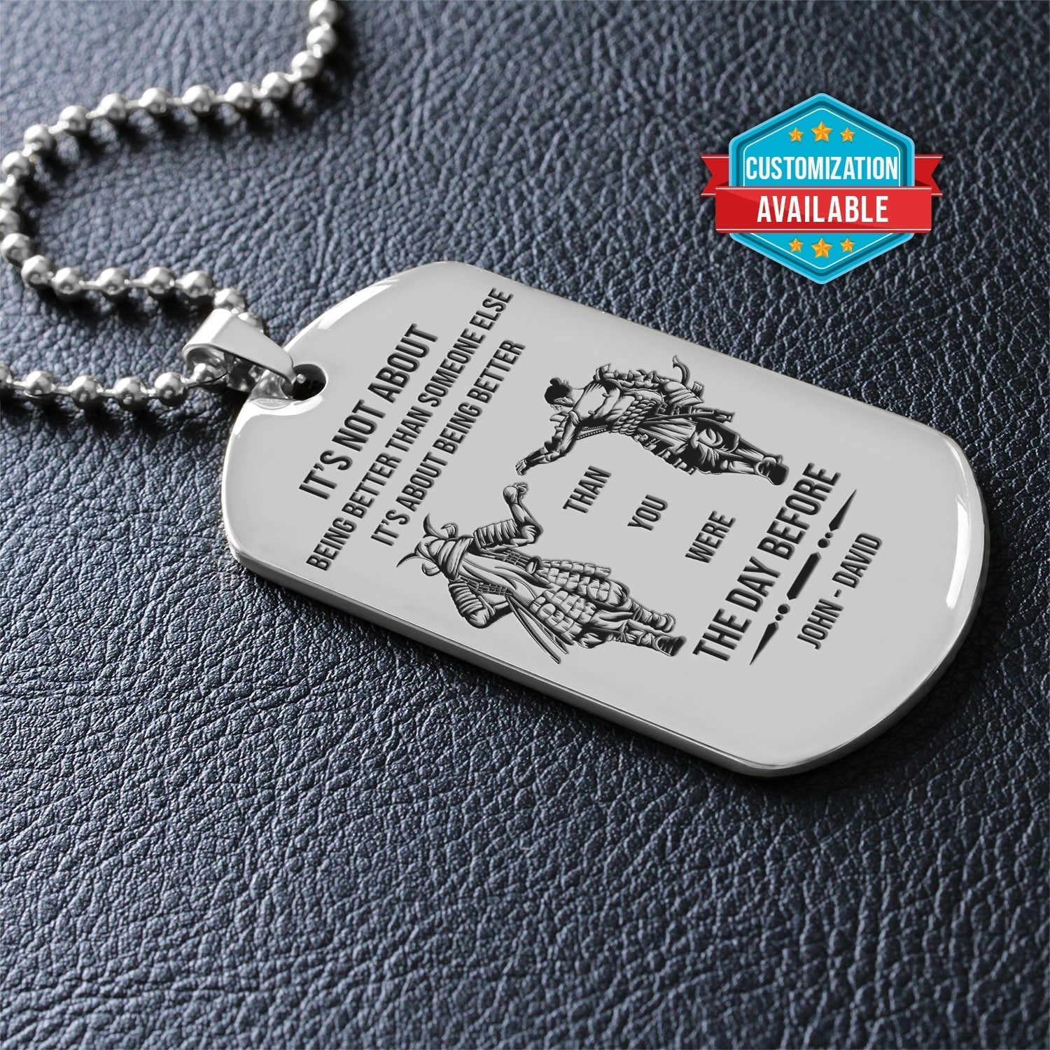 SAD060 - Call On Me Brother - It's About Being Better Than You Were The Day Before - Samurai - Bushido - Katana - Ronin - Miyamoto Musashi - Silver Double-Sided Dog Tag