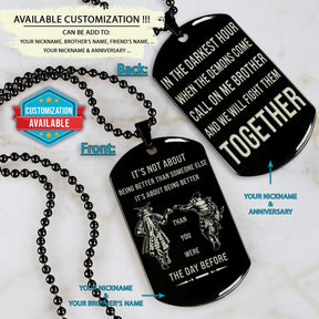 SAD061 - Call On Me Brother - It's About Being Better Than You Were The Day Before - Samurai - Bushido - Katana - Ronin - Miyamoto Musashi - Black Double-Sided Dog Tag