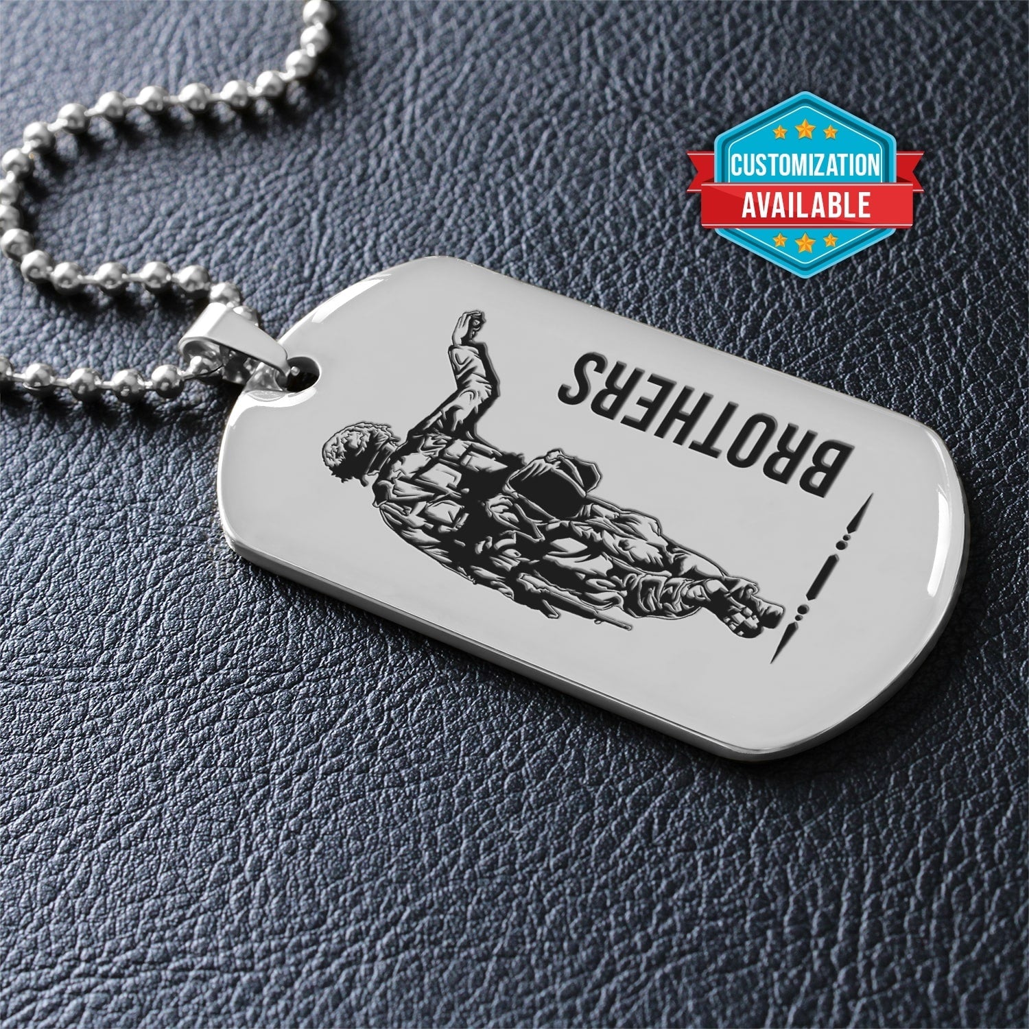 SDD040 - Brothers Forever - Army - Marine - Soldier Dog Tag - Silver Double-Sided Dog Tag