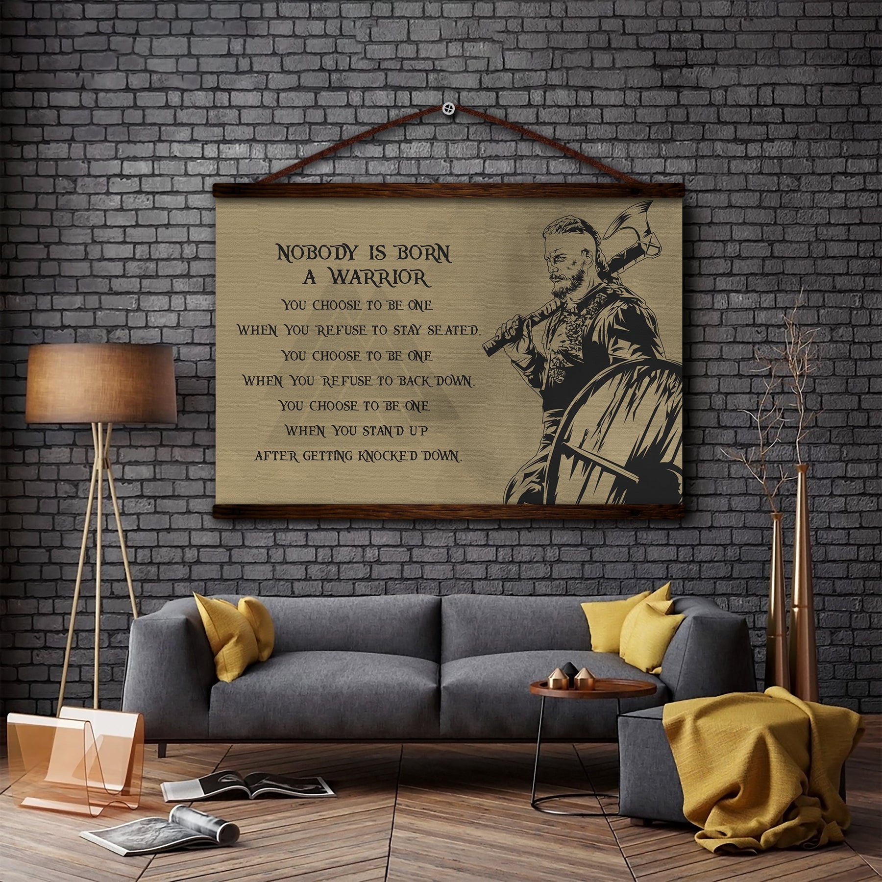 VK023 - Viking Poster - Nobody Is Born A Warrior - Ragnar Lodbrok - Horizontal Poster - Horizontal Canvas