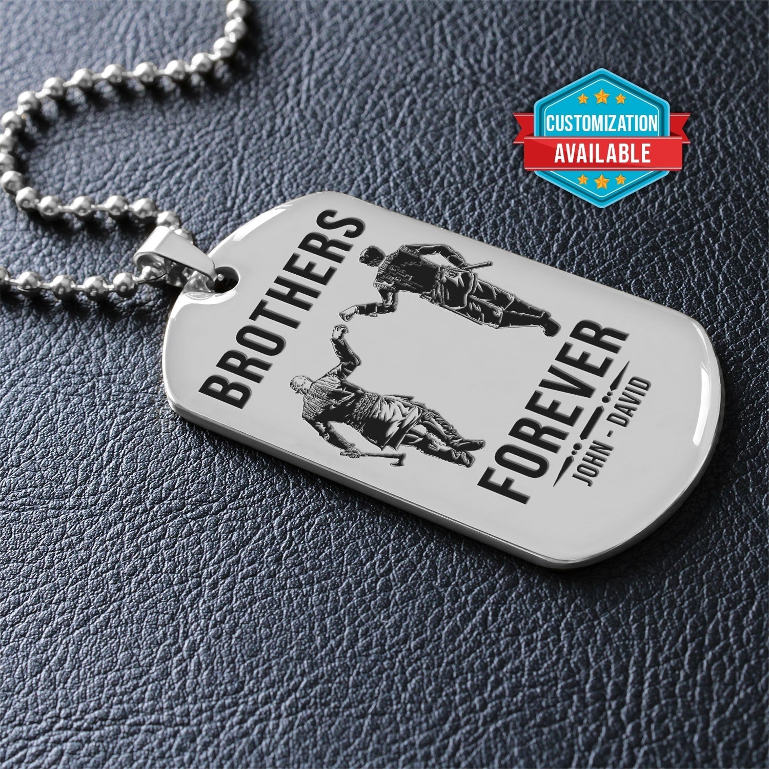 VKD024 - Brothers Forever - Call On Me Brother - Ragnar Lothbrok - Floki - Vikings - Double Sided Engrave Silver Dog Tag