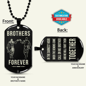 VKD025 - Brothers Forever - Call On Me Brother - Ragnar Lothbrok - Floki - Vikings - Double Sided Engrave Black Dog Tag