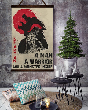 WA001 - A Man - A Warrior - A Monster Inside - Spartan - Vertical Poster - Vertical Canvas - Warrior Poster