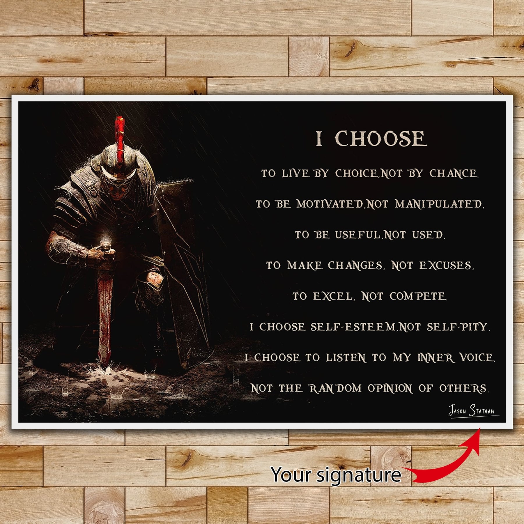 WA024 - I Choose English - Spartan - Horizontal Poster - Horizontal Canvas - Warrior Poster